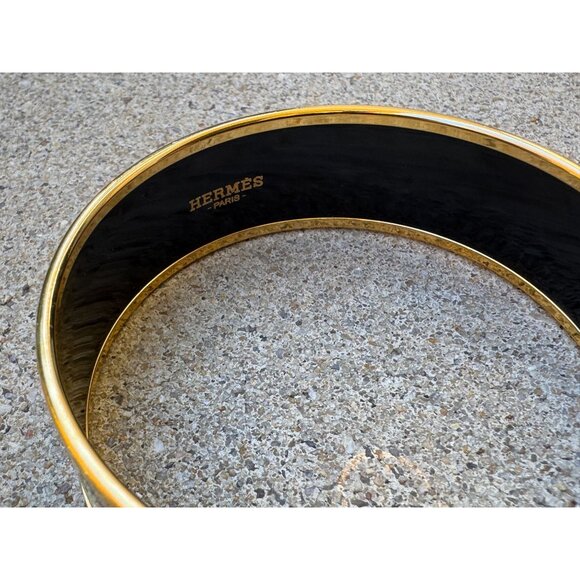 Hermes Bracelet Bangle Cloisonne Rare Enamel Gm Jaguar Quetzal - Picture 12 of 15